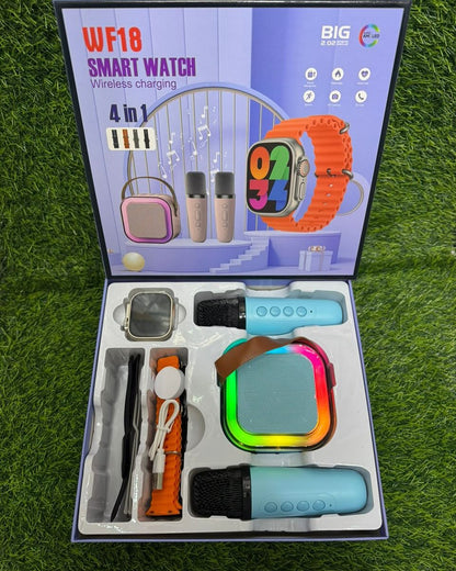 WF18 Smart Watch with 4 straps+Speaker and 2mic